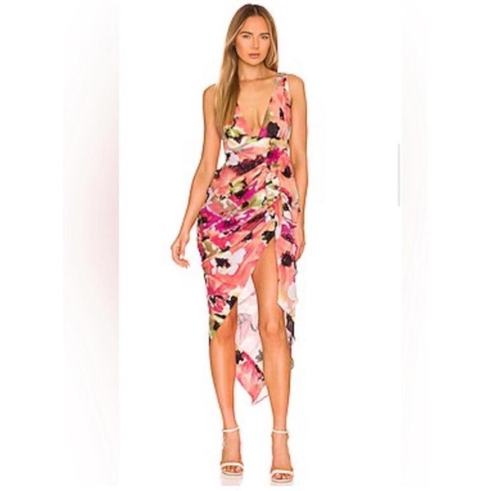 JUST BEE QUEEN Tulum Asymmetric Dress Flor $645 Beautiful!! XS